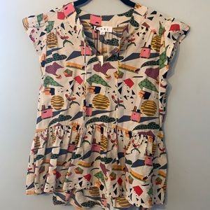 Delightfully Whimsical Print Blouse (XS)